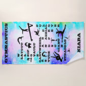 女子体操スキルクロスワードビーチタオル ビーチタオル (正面)