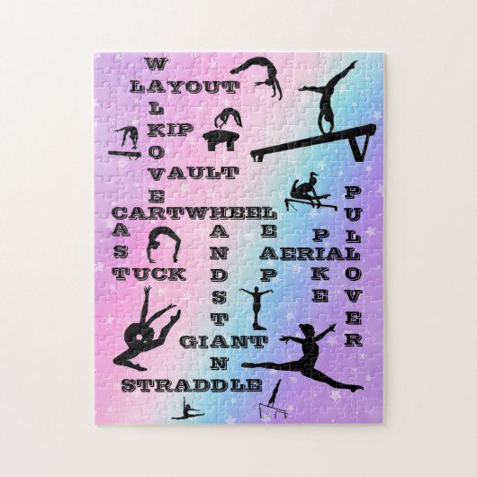 女子体操スキルパステルスターズクロスワード ジグソーパズル (縦)