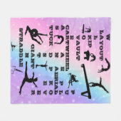 女子体操スキルパステルスターズクロスワード フリースブランケット (正面(横))