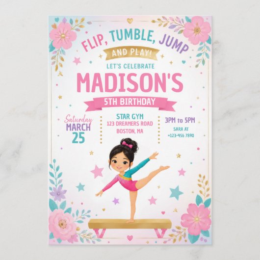 女子体操バースデーパーティー 招待状 (正面)
