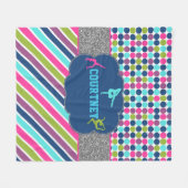 女子体操モノパーソナライズされたグラム名 フリースブランケット (正面(横))