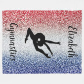 女子体操レッド、ホワイト、ブルーパーソナライズされた フリースブランケット (正面(横))