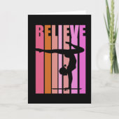 女子体操選手 ピンクの逆立ち カード (正面)