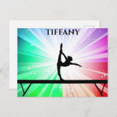 女子体操選手,虹の破れを乗り越えてバランスビームで ポストカード (正面/裏面)