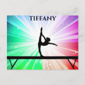 女子体操選手,虹の破れを乗り越えてバランスビームで ポストカード (正面)