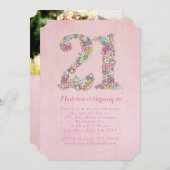 女子写真第21回ピンクフローラ誕生パーティー 招待状 (正面/裏面)