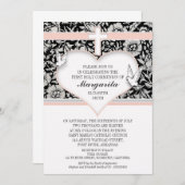 女子初の聖なる聖餐会ピンクのカスタム招待状 招待状 (正面/裏面)