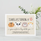 女子動物絵文字テーマ誕生会 招待状 (スタンド正面)