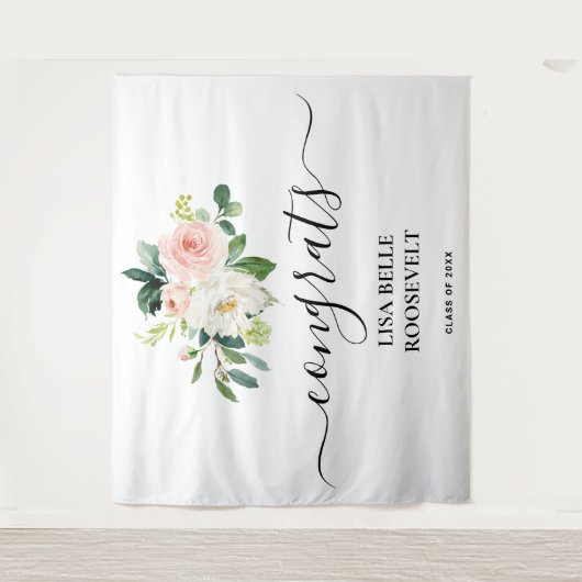 女子卒業おめでとうズバックドロップフォトブース タペストリー (正面)