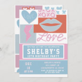 女子名門私立校風の誕生会 招待状 (正面/裏面)