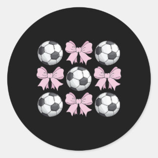 女子向けのかわいいサッカーデザイン クイーンサッカー ボウ  ラウンドシール