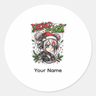 女子向けパンククリスマスアニメステッカーギフト ラウンドシール