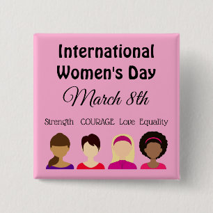 女子国際的の日が3月8日ボタン 缶バッジ