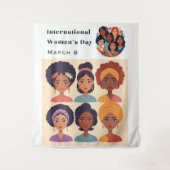 女子国際的デイお祝い3月8日 タペストリー (正面)