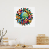 女子国際的デイアートプリント ポスター (キッチン)