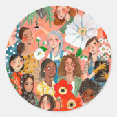 女子国際的デイイラストレーション ラウンドシール (正面)