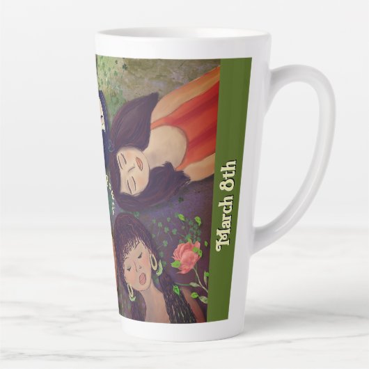 女子国際的デイウーマンポートレート カフェラテマグ (右)