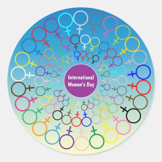 女子国際的デイステッカー ラウンドシール (正面)