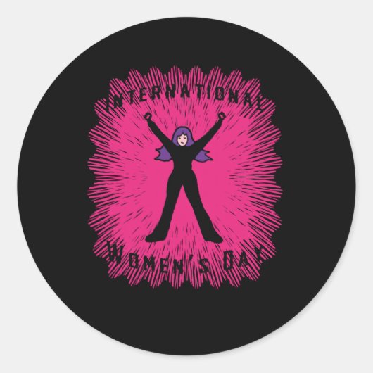 女子国際的デイステッカー ラウンドシール (正面)