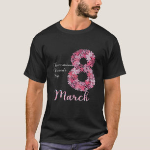 女子国際的デイティーパンシーフラワー3月8日 Tシャツ