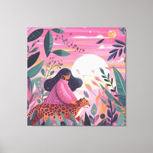 女子国際的デイヒョウ キャンバスプリント (正面)