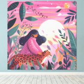 女子国際的デイヒョウ キャンバスプリント (インサイチュ (ウッドフロア))