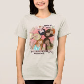 女子国際的デイピンクフェミニンポートレート トライブレンドＴシャツ (正面)