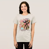 女子国際的デイピンクフェミニンポートレート トライブレンドＴシャツ (正面全面)