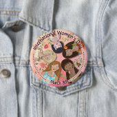 女子国際的デイピンクフェミニンポートレート 缶バッジ (インサイチュ)