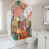 女子国際的デイフローライラストレーション シャワーカーテン (インサイチュ)