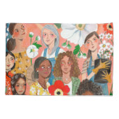 女子国際的デイフローライラストレーション 枕カバー (裏面)