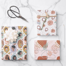 女子国際的デイラッピング紙シート