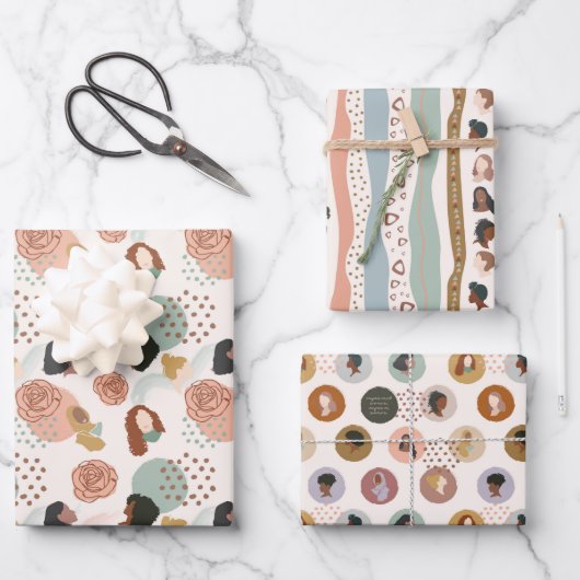 女子国際的デイラッピング紙 ラッピングペーパーシート (正面)