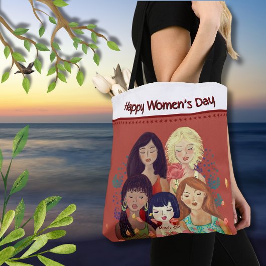 女子国際的デイ女子ポートレート トートバッグ