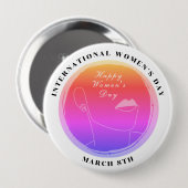 女子国際的日3月8日カラフル 缶バッジ (正面&裏面)