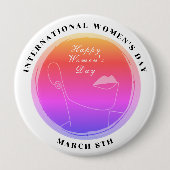 女子国際的日3月8日カラフル 缶バッジ (正面)