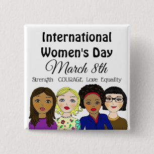 女子国際的日3月8日ボタン 缶バッジ