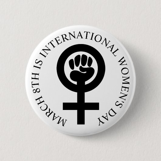 女子国際的日3月8日ボタン 缶バッジ (正面)