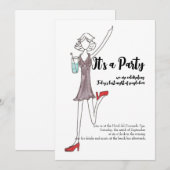 女子夜の外出のお誘い 招待状 (正面/裏面)