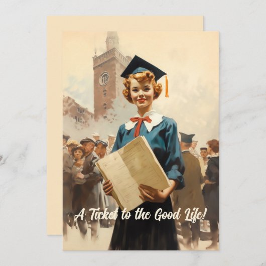 女子大生おめでとう 案内状 (正面/裏面)