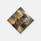 女子大生が野球の熱気を振るこうもり スタンダードカクテルナプキン (角)