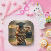 女子大生が野球の熱気を振るこうもり ペーパープレート (パーティー)