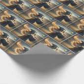 女子大生が野球の熱気を振るこうもり ラッピングペーパー (角)