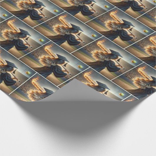 女子大生が野球の熱気を振るこうもり ラッピングペーパー (角)