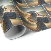 女子大生が野球の熱気を振るこうもり ラッピングペーパー (ロールコーナー)