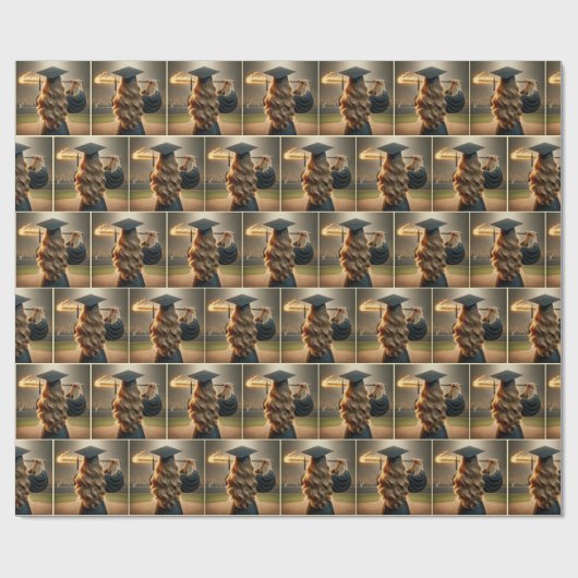 女子大生が野球の熱気を振るこうもり ラッピングペーパー (フラット)