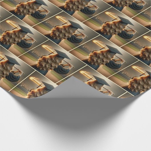 女子大生が野球の熱気を振るこうもり ラッピングペーパー (角)