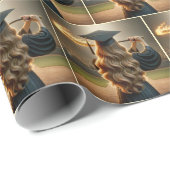 女子大生が野球の熱気を振るこうもり ラッピングペーパー (ロールコーナー)