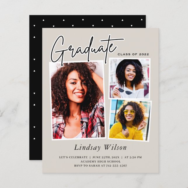 女子大生3号写真卒業の招待状 (正面/裏面)