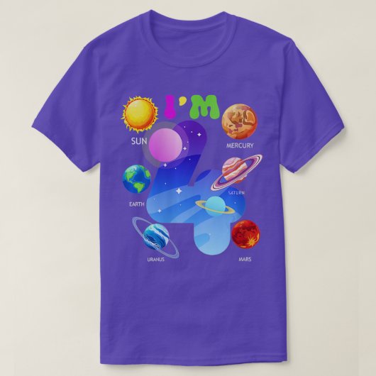 女子太陽の系惑星かわいい4歳4歳B Tシャツ (デザイン正面)